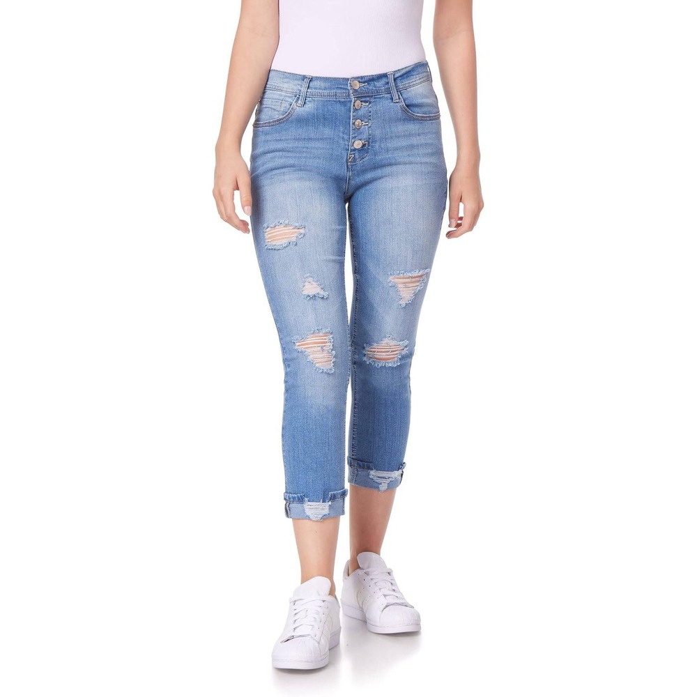 WallFlower Women's Flirty Curvy Crop Jeans High Rise Insta Stretch Denim